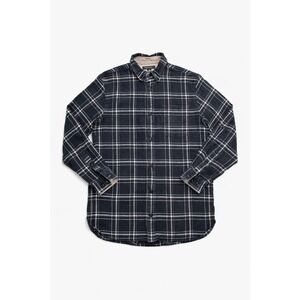 Banana Republic Organic Cotton Plaid Flannel Shirt Black‎ White Size M